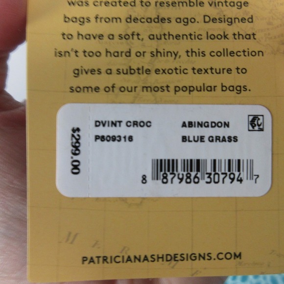 Patricia Nash Abingdon Blue Grass Genuine Leather Tote Bag Croc Embossed 966 - Picture 2 of 16